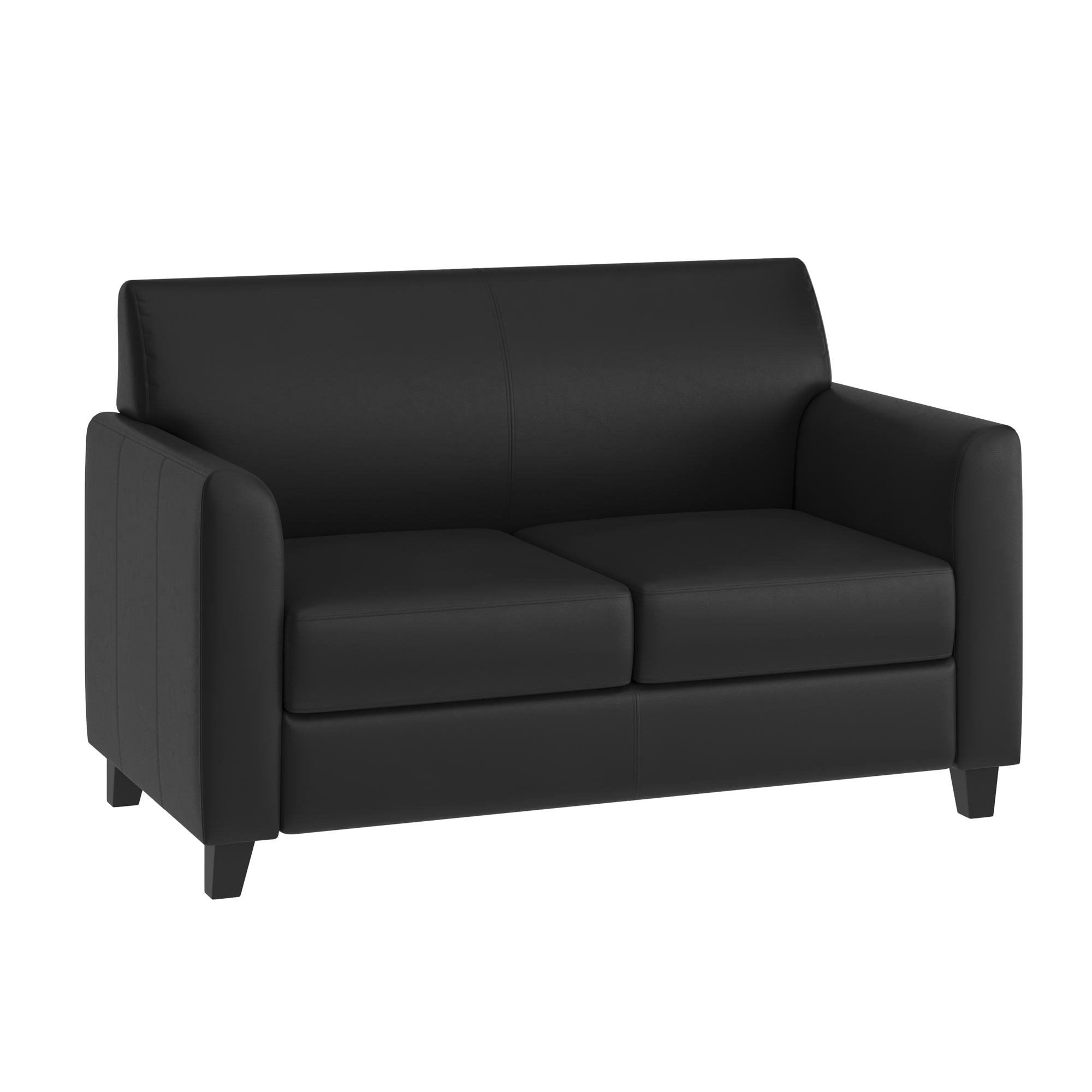 Flash Furniture Diplomat Leather Loveseat, Black, 52in.W x 29in.D x 32.25in.H, Model# BT8272BK